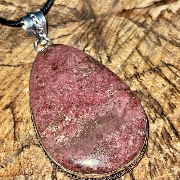 Chunky Rhodonite Pendant 2 1/2” - Picture 11 of 13